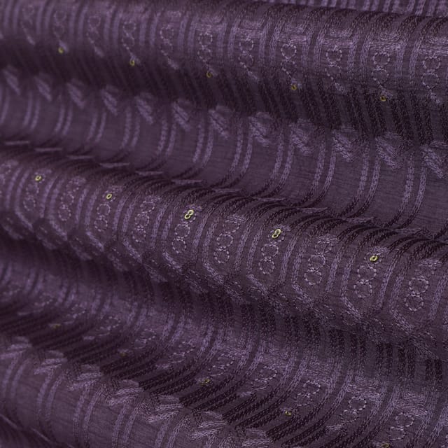 Violet Purple Threadwork Embroidery Nokia Silk Fabric