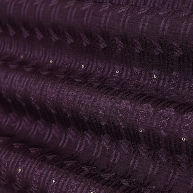 Mauve Purple Threadwork Embroidery Nokia Silk Fabric
