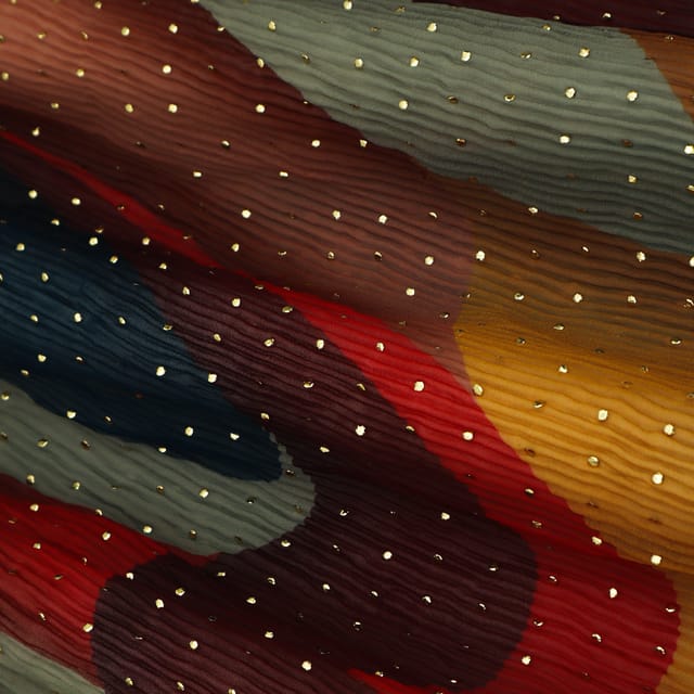 Multicoloured Georgette Crush Mukaish Embroidery Fabric