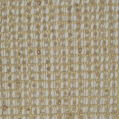Beige Print and Embroidery Georgette Fabric