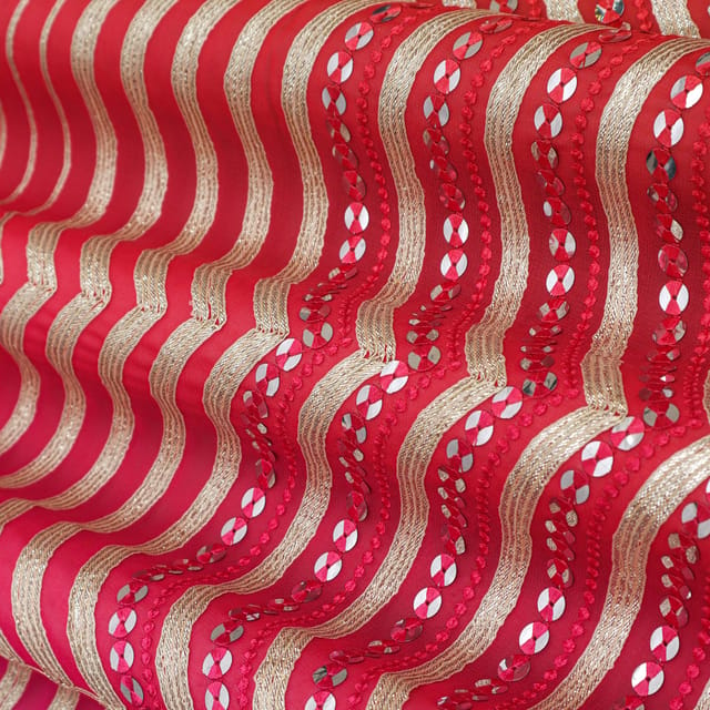 Magenta Pink Gota Work Georgette Fabric
