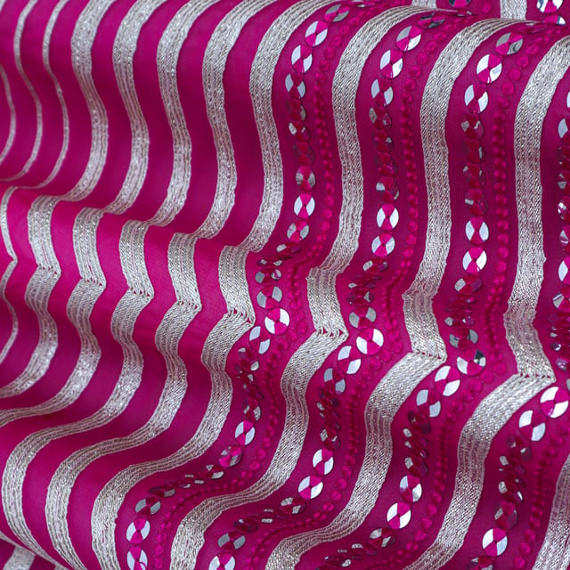 Magenta purple Gota Work Georgette Fabric