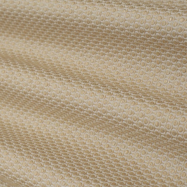 Off White and Gold Zari Embroidery Cotton Fabric