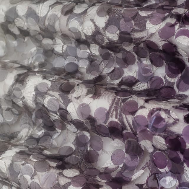 Violet Purple Sequins Embroidery Net
