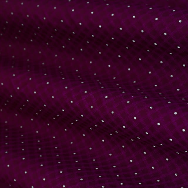 Magenta Pink and Silver Weave Tanchoi Brocade Fabric