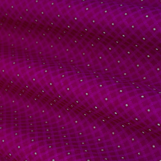 Fuschia Pink and Silver Weave Tanchoi Brocade Fabric