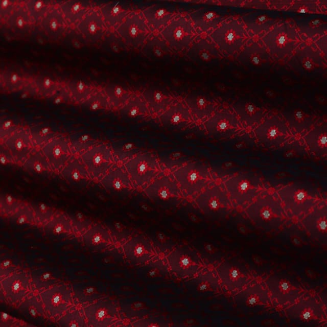 Burgundy Red and Silver Weave Tanchoi Brocade Fabric