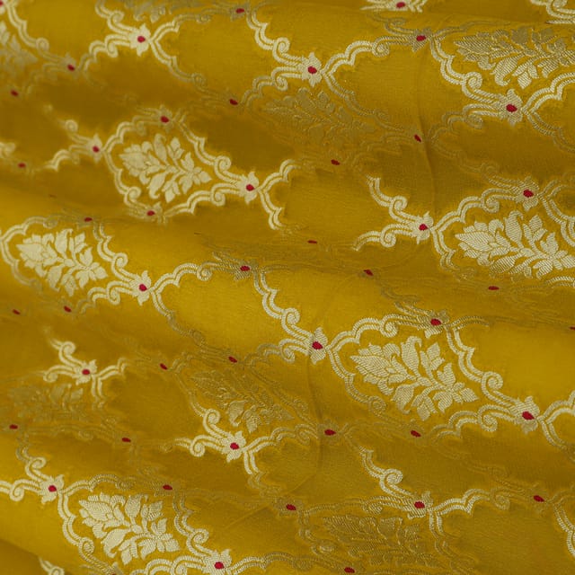 Marigold Yellow and Silver Embroidery Georgette Khaddi