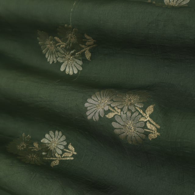 Sea Green Jacquard Weave Dola Silk Fabric