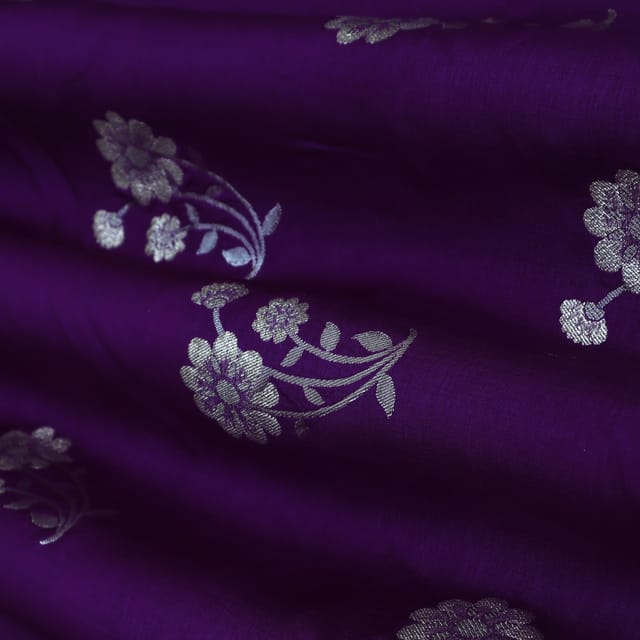Violet Purple Jacquard Weave Dola Silk Fabric