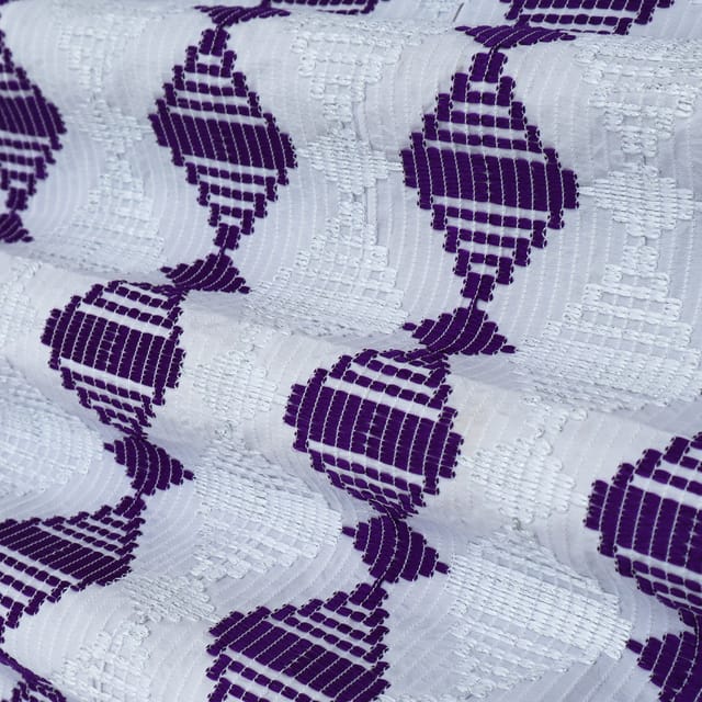 Violet Purple Chitai Embroidery Fabric