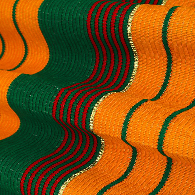 Vibrant Multicoloured Chitai Embroidery Fabric