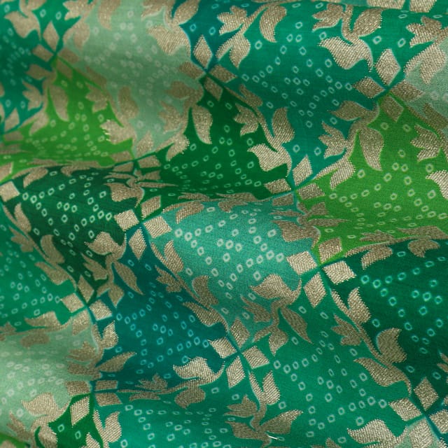 Sage Green Multicoloured Jacquard Weave Dola Silk Fabric