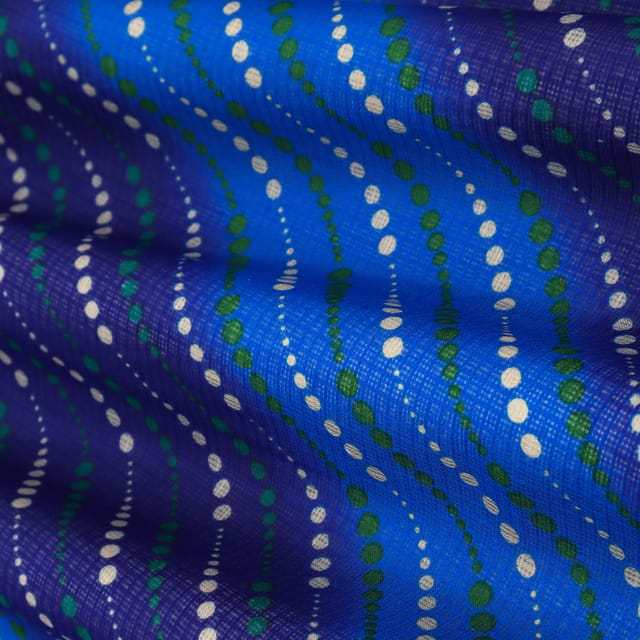 Sapphire Blue Abstract Print Chinon Fabric