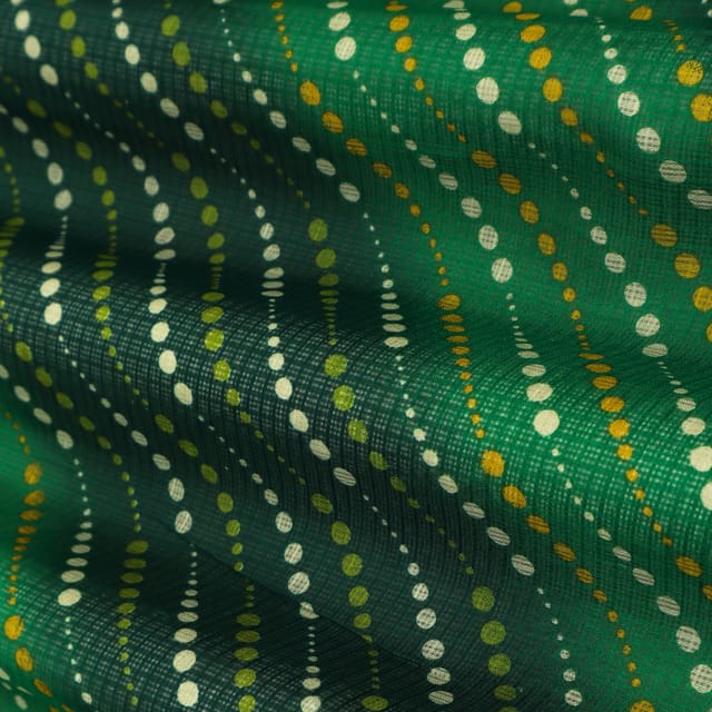 Emerald Green Abstract Print Chinon Fabric