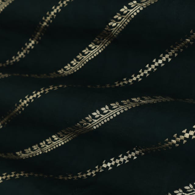 Navy Blue Gajji Silk Jacquard Fabric