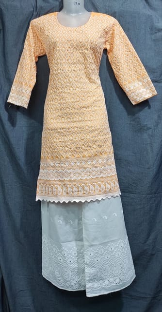 Rs 452/Piece - SITK-99 Cotton Embroidered Work Straight Kurta Set for Women Set Of 5, NEKP 1