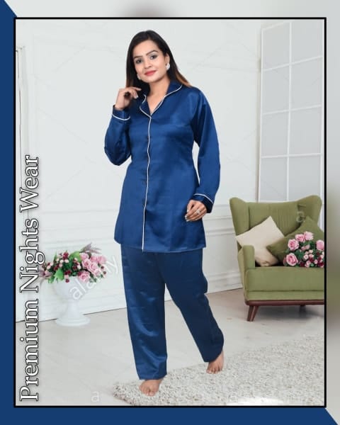 Rs 551/Piece - Sifti Sales Imported satin Full Sleeves Printed Night Suit for Women Set Of 4