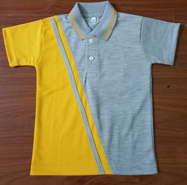 Aurinko Academy Uniform Yellow and Grey T Shirt - Pre Primary to Grade 5