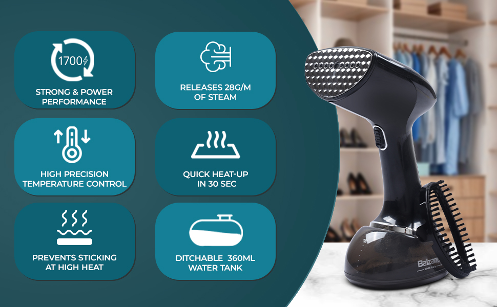 15-Second Heat-Up Clothes Steamer | 1800W Powerful Garment Steamer With 300ml Tank & 3 Steam Modes | Portable Travel Steamer