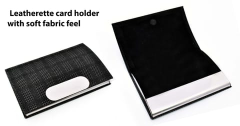 Leatherette Card Holder With Soft Fabric Feel