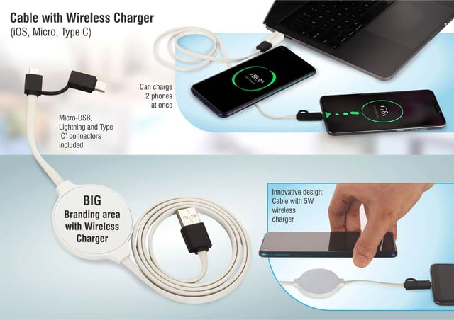 Cable With Wireless Charger (IOS, Micro, Type C)