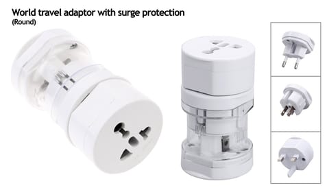 World Travel Adaptor With Surge Protection (Round)