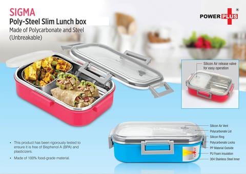 Sigma Poly-Steel Slim Lunch Box (Made Of Polycarbonate And Steel) (Unbreakable)
