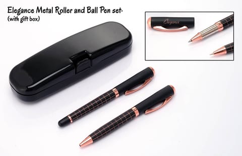 Elegance Metal Roller And Ball Pen Set (With Gift Box)
