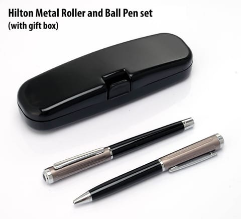 Hilton Metal Roller And Ball Pen Set (With Gift Box)