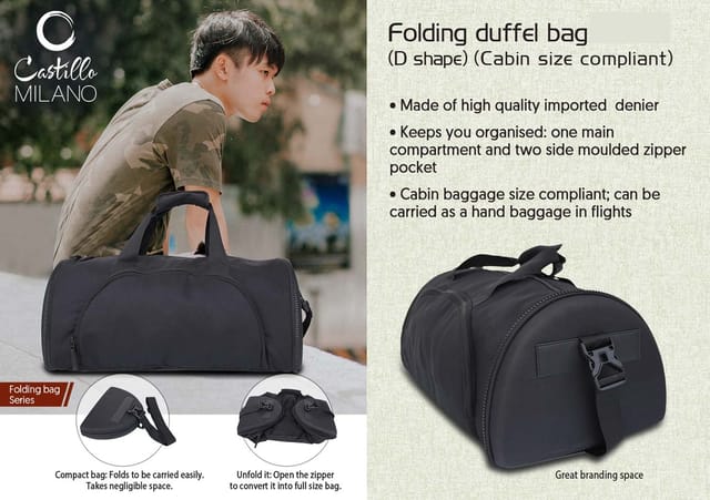 Folding Duffel Bag (D Shape) (Cabin Size Compliant) By Castillo Milano