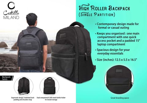 High Roller Backpack – Single Partition By Castillo Milano