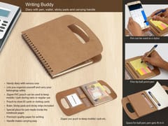 Writing Buddy: Diary With Pen, Wallet, Sticky Pads And Carrying Handle (60 Sheets)