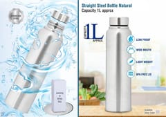 Straight Steel Bottle Natural | Capacity 750ml Approx