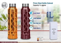 Prism Steel Bottle Colored | Capacity 1L Approx