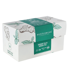 Hustlebush Ginger Tulsi Green Tea 25 Pyramid Tea Bags Boosts Immunity Made using 100% Natural Flavours