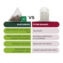 Hustlebush Himalayan Green Tea 25 Pyramid Tea Bags Boosts Immunity Detox Tea