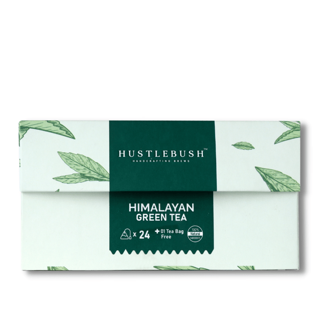 Hustlebush Himalayan Green Tea 25 Pyramid Tea Bags Boosts Immunity Detox Tea