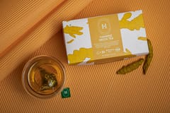 Hustlebush Turmeric Green Tea 25 Pyramid Tea Bags Boosts Immunity & Improves Heart Health Made using 100% Natural Flavours