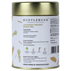 Hustlebush Lemongrass Cinnamon Green Tea Whole Leaf Loose Tea For Weight Loss Fights Cough & Cold 50g loose Leaf