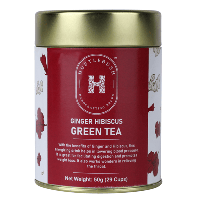 Hustlebush Ginger And Hibiscus Green Tea Loose 50Gm Tin