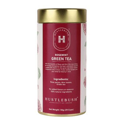 Hustlebush Rose And Mint Green Tea Loose 50Gm Tin