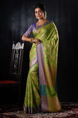 Banarasiya Women's Traditional Banarasi Silk Green Saree