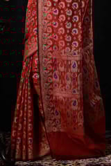 Banarasiya Women's Traditional Banarasi Silk Red Saree
