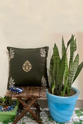 Block Printing / Hand Embroidered / Cushion Cover