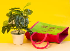 USA Jute Bag | Green & Pink | Handcrafted | Reusable and Biodegradable JL0025