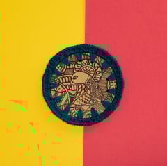 Handmade Crochet And Madhubani Coaster - Peacock (Pack Of 6)