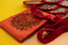 Handmade Madhubani Gift Combo (Mobile Sling Bag & 6 Coasters)