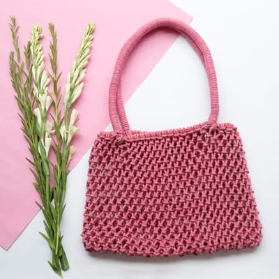 Pink Braided Tote Bag