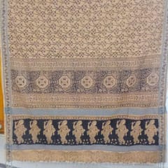 Indigo/Black Hand Woven Cotton Saree With Blouse-006